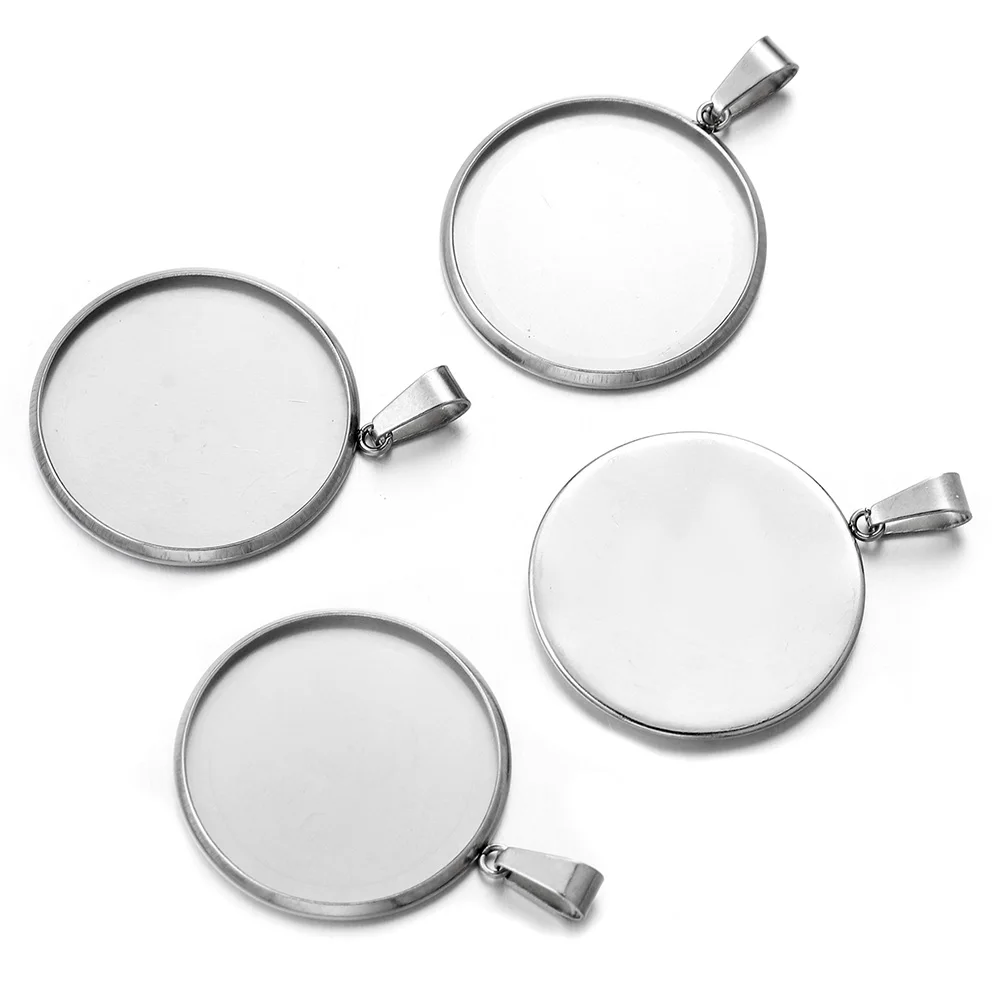 

10pcs/lot Fit 10 12 16 20 30mm Stainless Steel Resin Blank Cabochon Base Tray Bezels Setting Charms Pendant FOR Jewelry Making