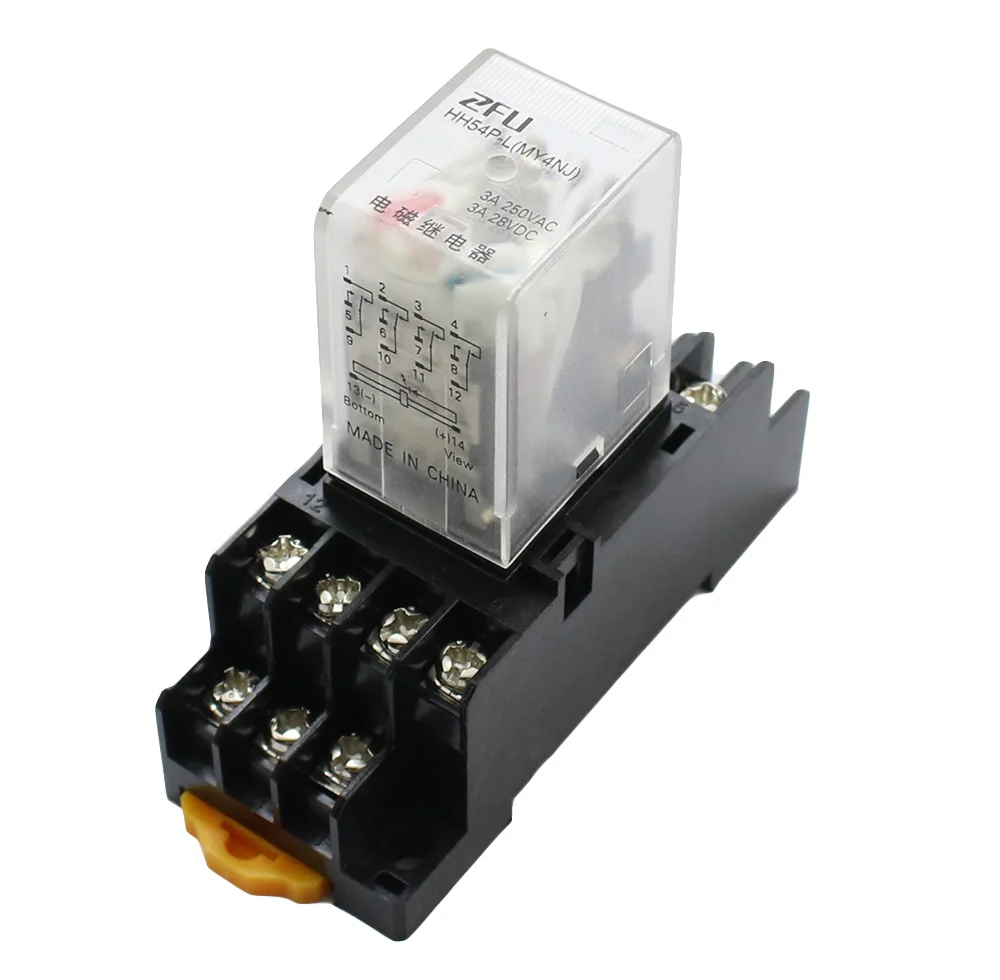 Высококачественное штепсельное реле ZFU HH54P MY4NJ PYF14A 12 В 24 36 48 110 220 постоянного