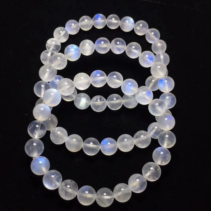 Естественный синий свет лунный камень хрустальные прозрачные круглые бусины