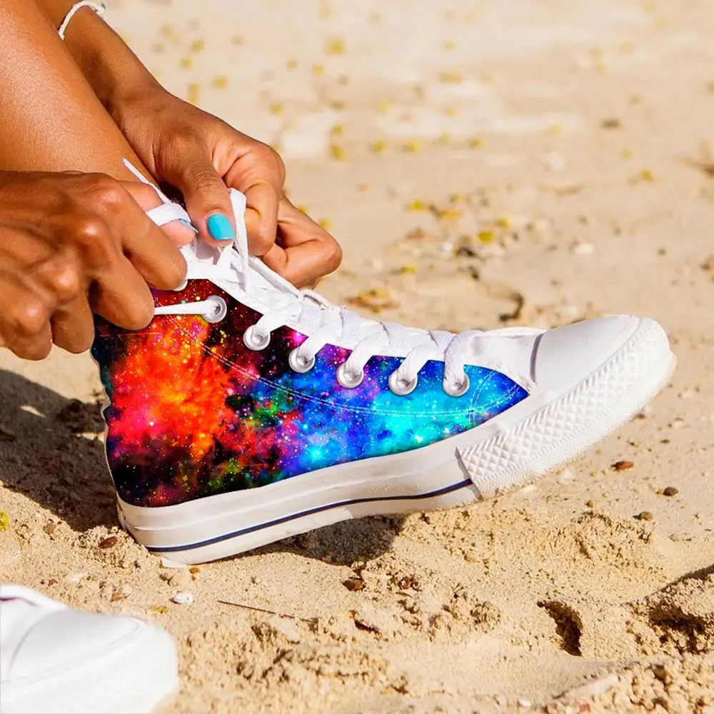 Женские холщовые туфли FORUDESIGNS Вулканизированная плоская подошва с принтом звезд