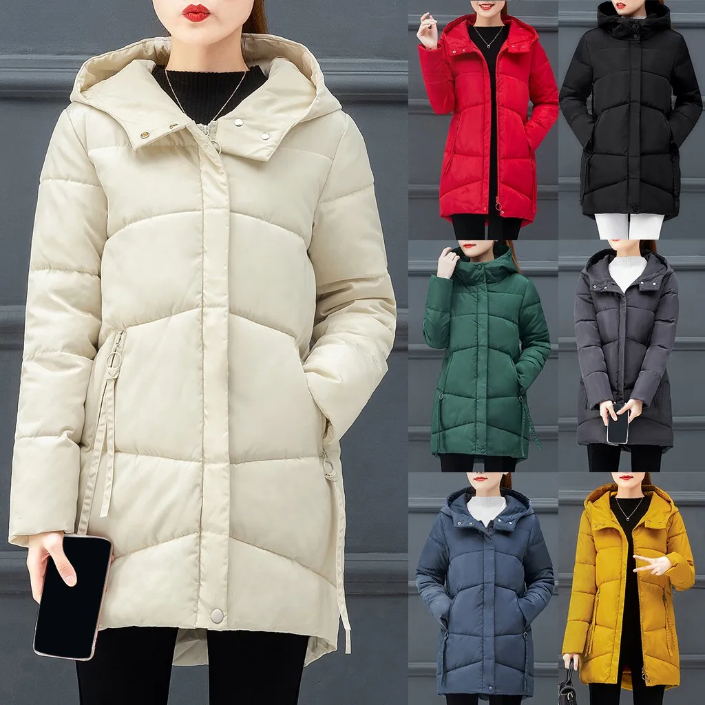 Женское пальто с капюшоном длинное парка негабаритная цветная куртка средней