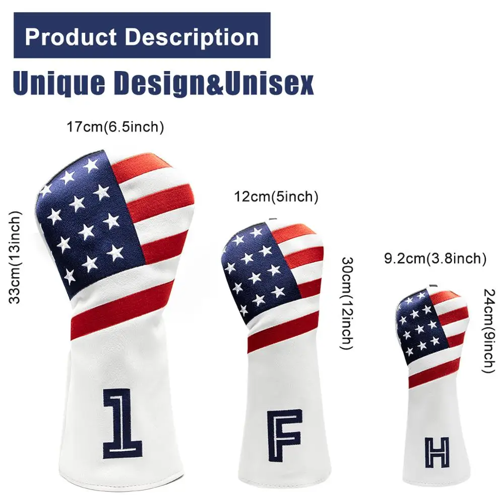Чехол для головы гольф-клуба с изображением американского флага стильный
