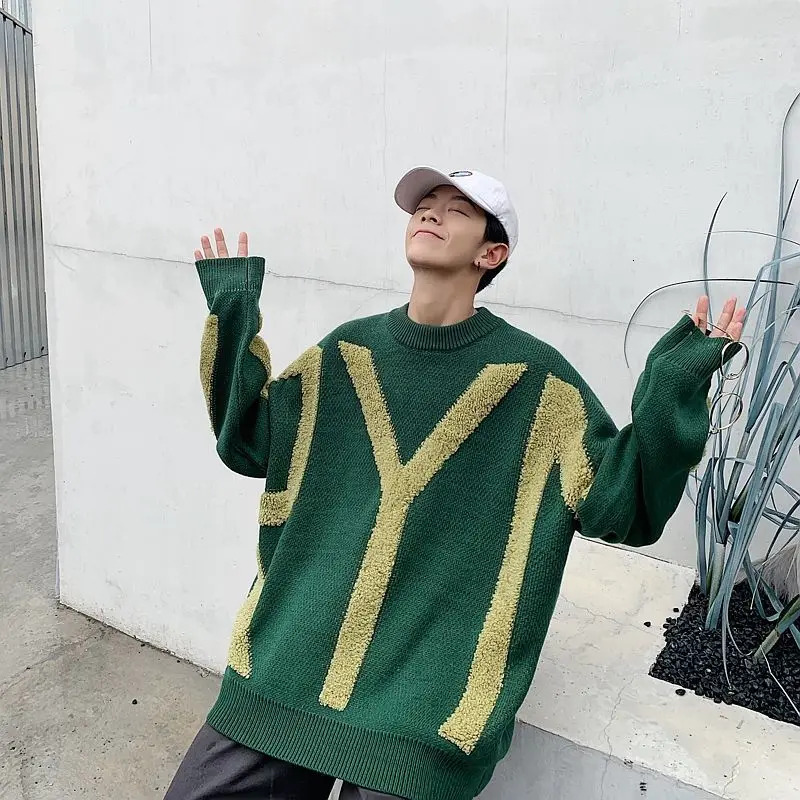 

Men New Fashion Embroidery Sweaters 2020 Autumn Men's Korean Pullovers 4 Colors Man Streetwear Casual Clothing