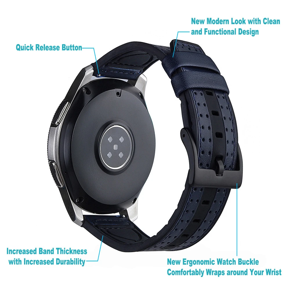 22 мм кожаный силиконовый ремешок для Samsung Galaxy Watch 42 46 Gear S3 спортивный часов быстрая