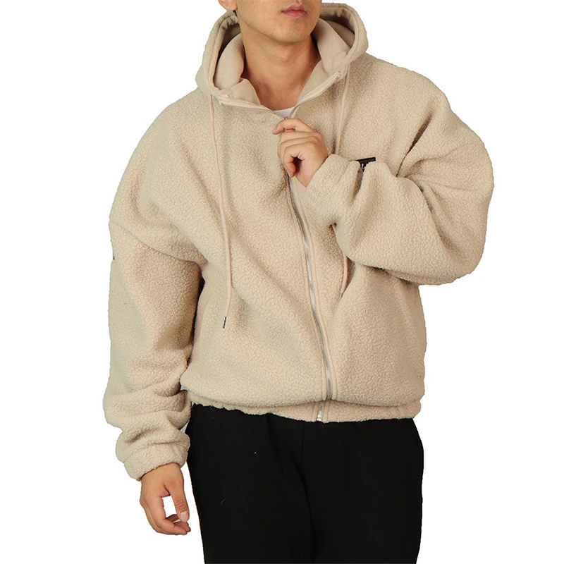 Мужская кашемировая куртка на молнии оверсайз уличная одежда в стиле хип хоп