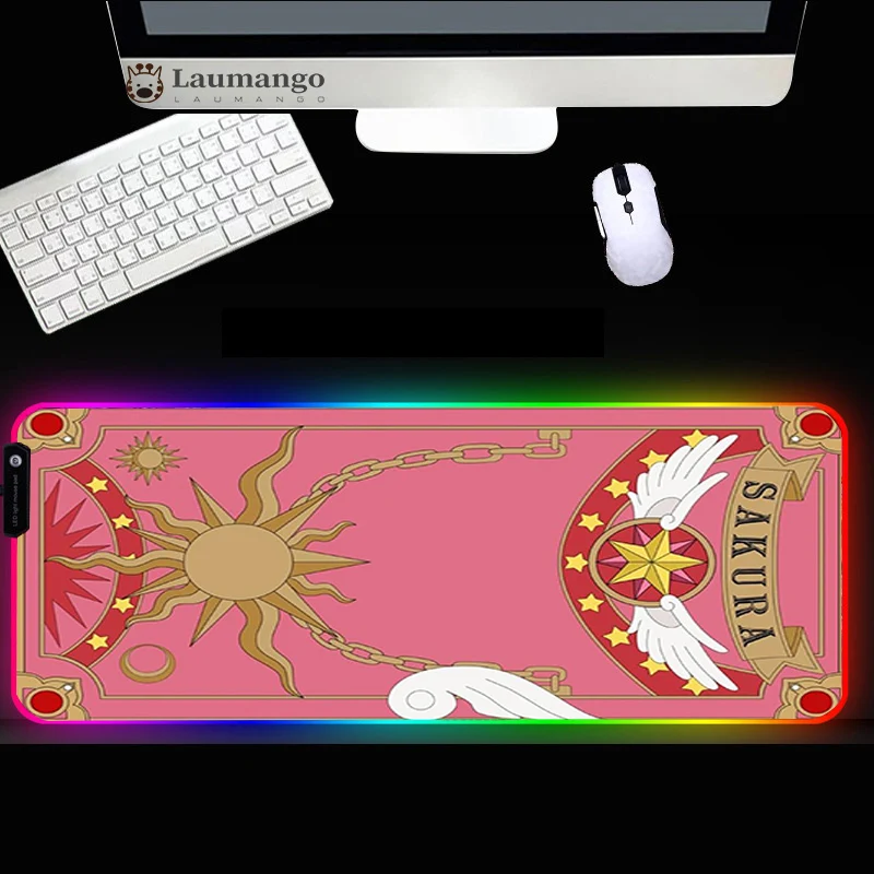 

Cardcaptor sakura RGB Mouse Pad Gamer Large Size Soft Smooth waterproof Desk Mat Anime Keyboard Gaming Accessories Mousemat