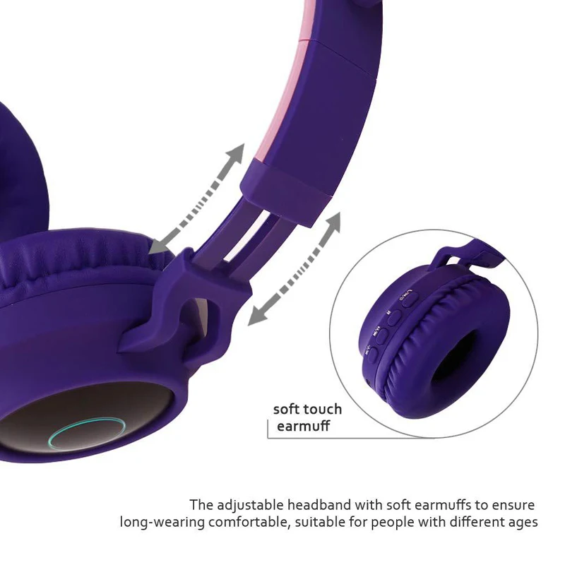 YITEK, новинка, Bluetooth, стерео, кошачьи наушники, мигающие, светящиеся, детские наушники, игровая гарнитура, наушники, поддержка TF карты с микрофоном