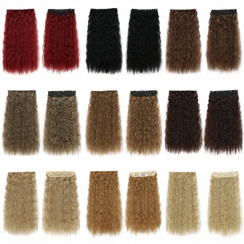 

Clip In Hair Extensions Clip On Hair Extentions One Piece 5 Clips Corn Wave Long Wavy Yaki Straight Heat Resistant Hairpieces