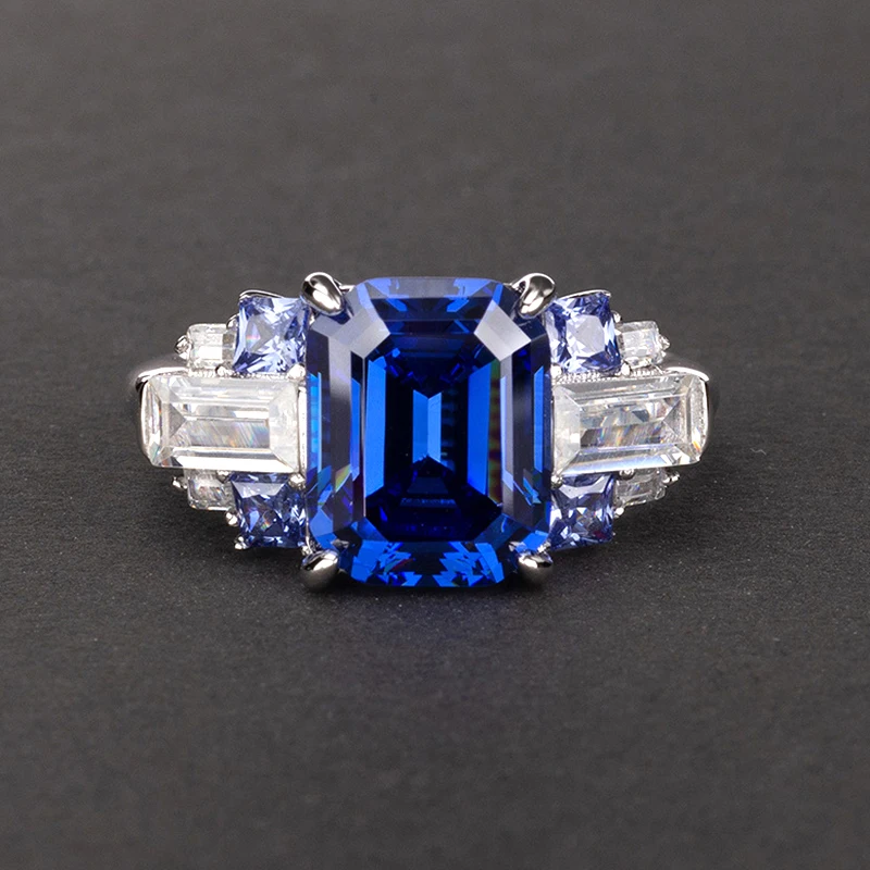 Женское кольцо из серебра 100% пробы с муассанитом и Рубином|Кольца| |