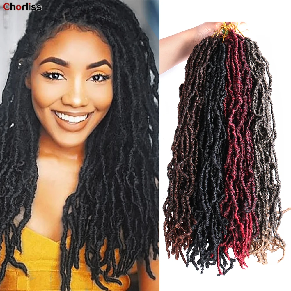 

Synthetic Crochet Braids Hair Passion Twist River Goddess Braiding Hair Extension Ombre Brown Nu Locs With Curly Hair
