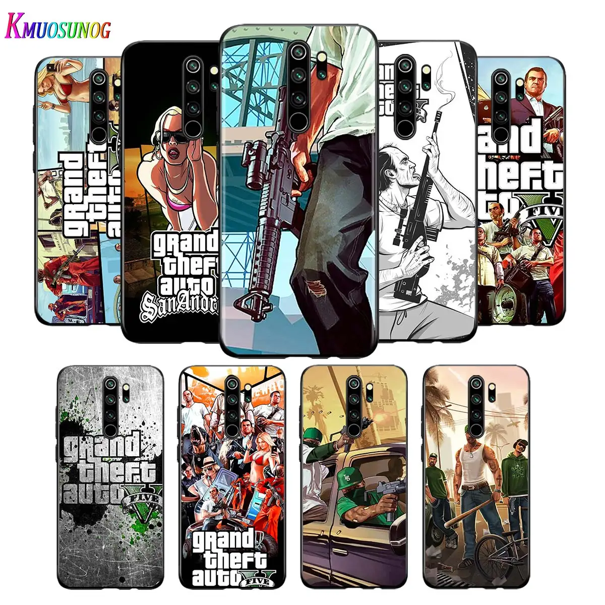 Чехол для телефона Xiaomi Redmi Note 9 9S Max Grand Theft Auto GTA V задняя крышка 8T 8 7 6 5 Pro 5A 4X 4 черный