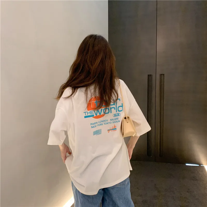 

Fashion Brand Hiphop Short Sleeve T-shirt Female 2021 Loose Korean Ins Trendy Harajuku Style BF European and American High