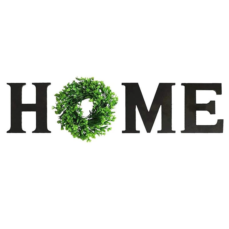 

Wooden Home Sign with Artificial Eucalyptus Wreath,Home Letters for Wall Hanging Decor for Living Room