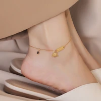 zq high grade elephant anklet womens new trendy golden retro simple ins cold style