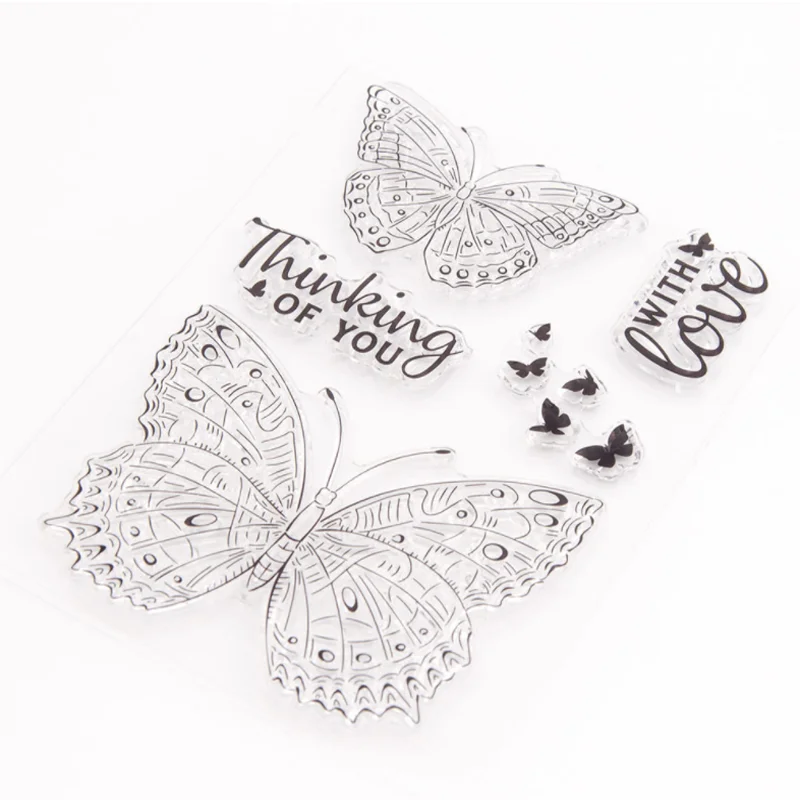 Прозрачный силиконовый штамп в виде бабочки для самостоятельной резки