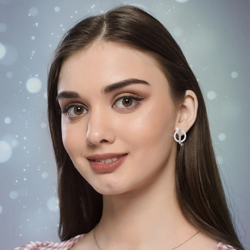 Набор украшений серьги гвоздики u образной формы круглые стразы