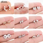 Женские серьги-гвоздики SMJEL, из нержавеющей стали, с изображением птицы и лисы, в минималистическом стиле, с изображением Снежной Горы, 2021