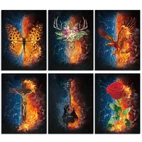 deer flowers in the ice fire pictures by number for adult diy oil painting by number abstract paint by number kits home decor