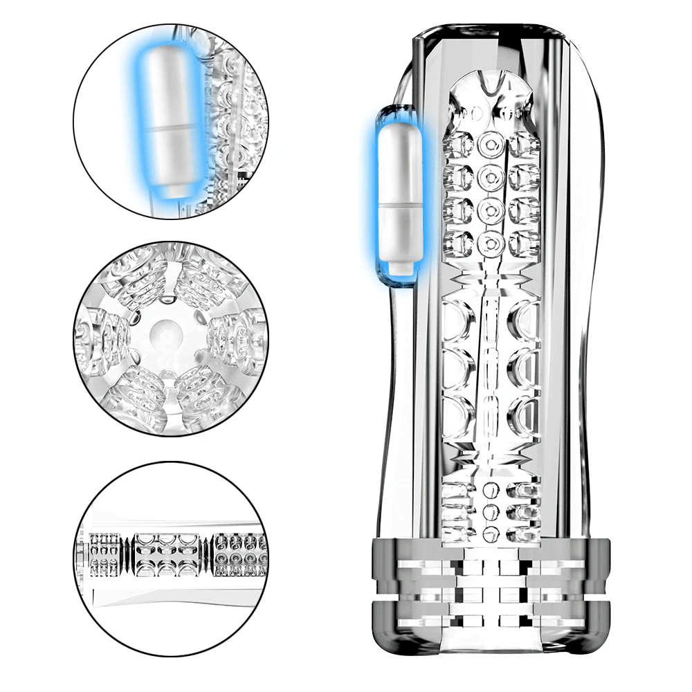 Кристальная силиконовая вагина Вагина чашка Мужской мастурбатор вибратор