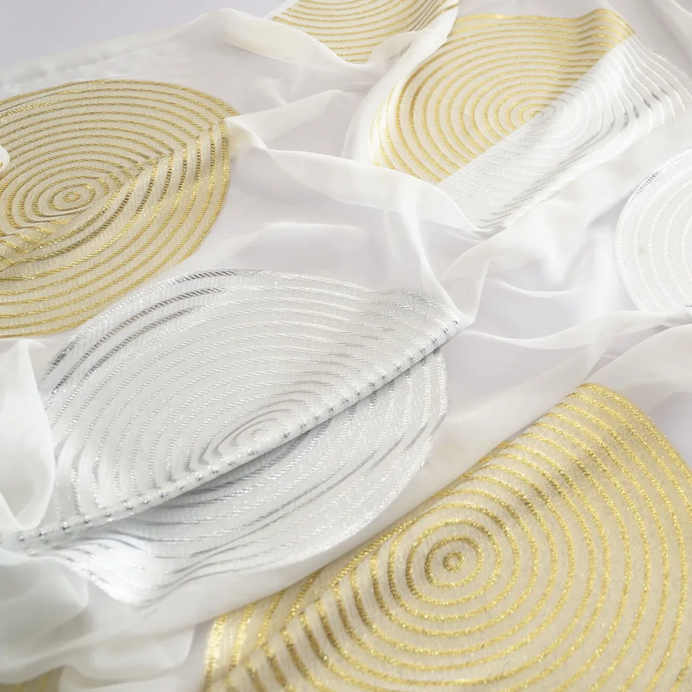 Круглая металлическая ткань Luex из чистого шелка Grorgette блестящая Геометрическая