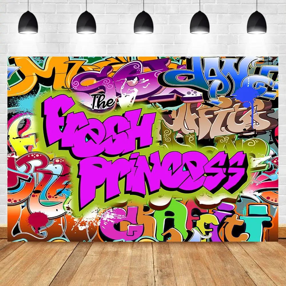 

Nitree The Fresh Princess Backdrop Hip Pop Graffiti Background Vinyl Fresh Princess Hip Pop Baby Shower Party Banner Backdrops