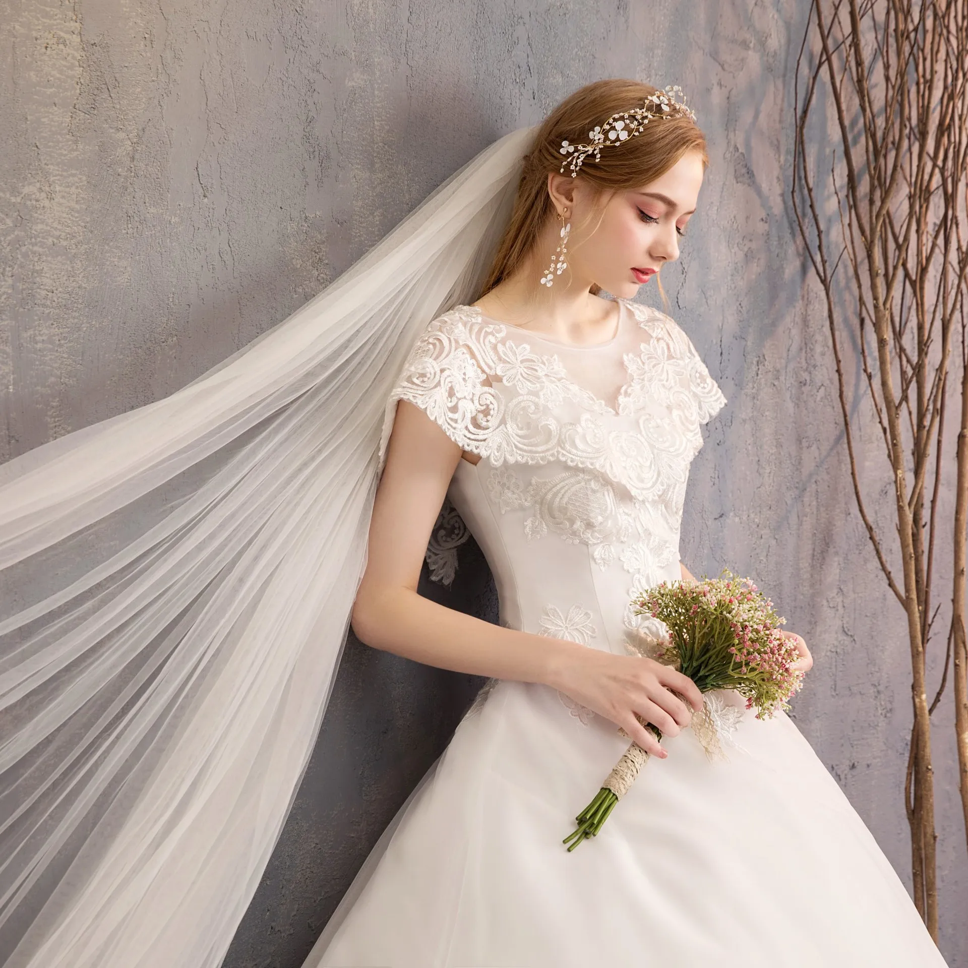 2019 Новое свадебное платье невесты кружевное принцессы в Корейском стиле с