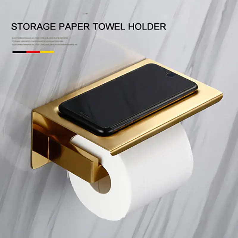 Toilet Paper holder Smesiteli роскошный золотой набор оборудования для ванны 304 нержавеющая сталь матовый бумажный держатель полотенец мыльница, ванная продукт - Цвет: Toilet Paper holder