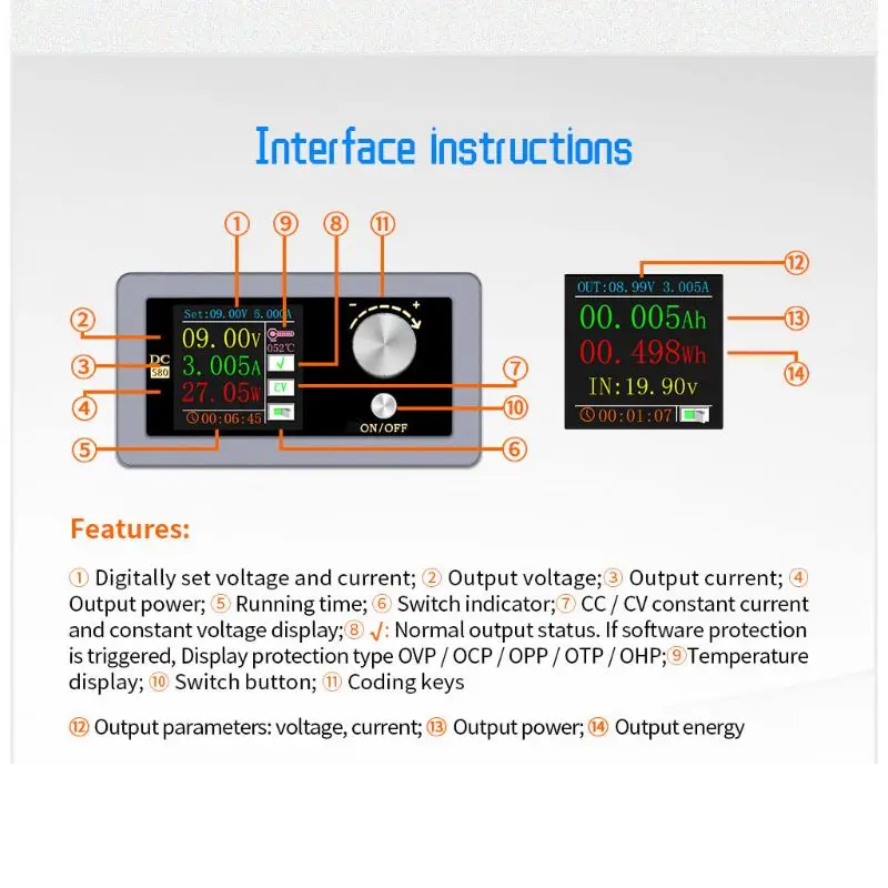 DC-580 понижающий модуль источника питания с постоянным напряжением и ЖК-дисплеем |