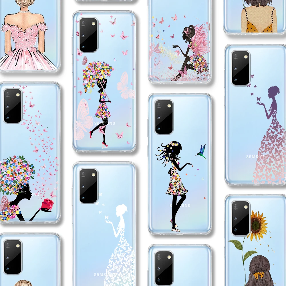 

Butterfly Girl Case for Samsung Galaxy A51 A50 S20 S10 A71 A70 A40 S9 S8 A30 A20 A21 S10e Note 20 10 9 Ultra Plus Lite Silicone