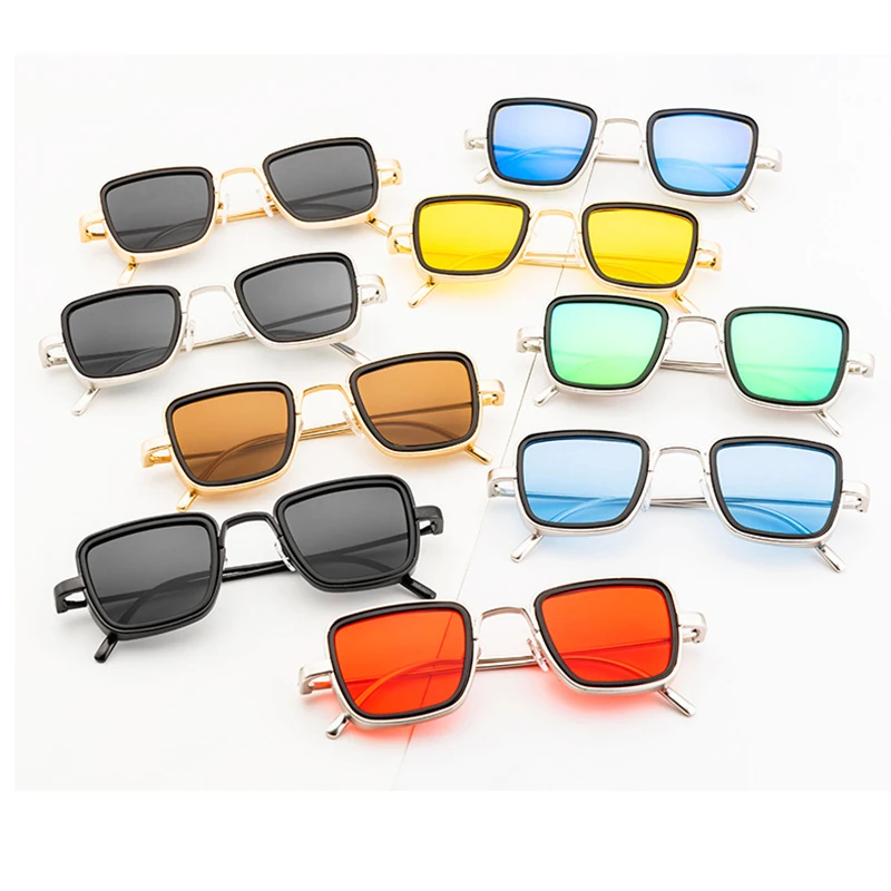 

2021 Classic Fashion Brand Design Steampunk Sunglasses Men Women Vintage Metal Frame Mirror Small Square Sunglasses UV400 Goggle