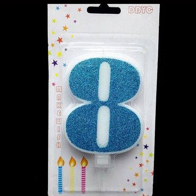 1 шт.,, голубые свечи с цифрами на день рождения, 1, 2, 3, 4, 5, 6, 7, 8, 9, 0, детские свечи на день рождения для торта, вечерние украшения, свечи - Цвет: 8
