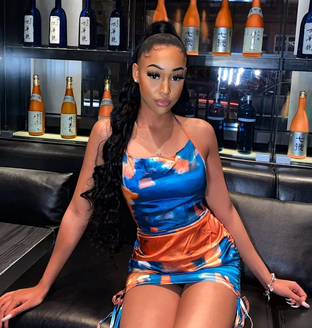 

hirigin European and American dresses for women 2021 sexy Street trendsetter silk like sling fashion tight print dress dresses