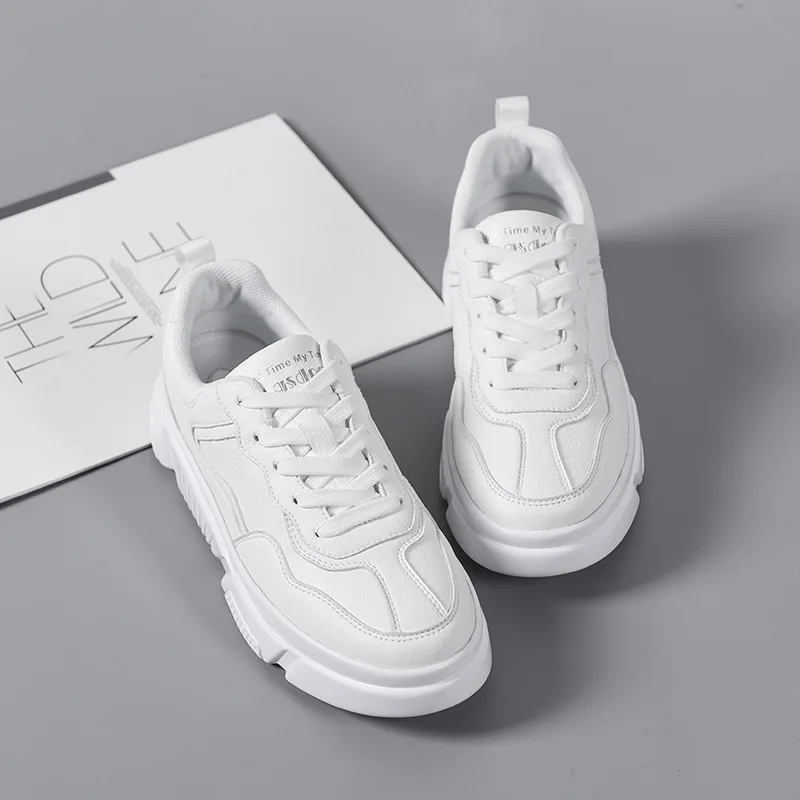 Кроссовки женские кожаные Вулканизированная подошва дышащие повседневная обувь