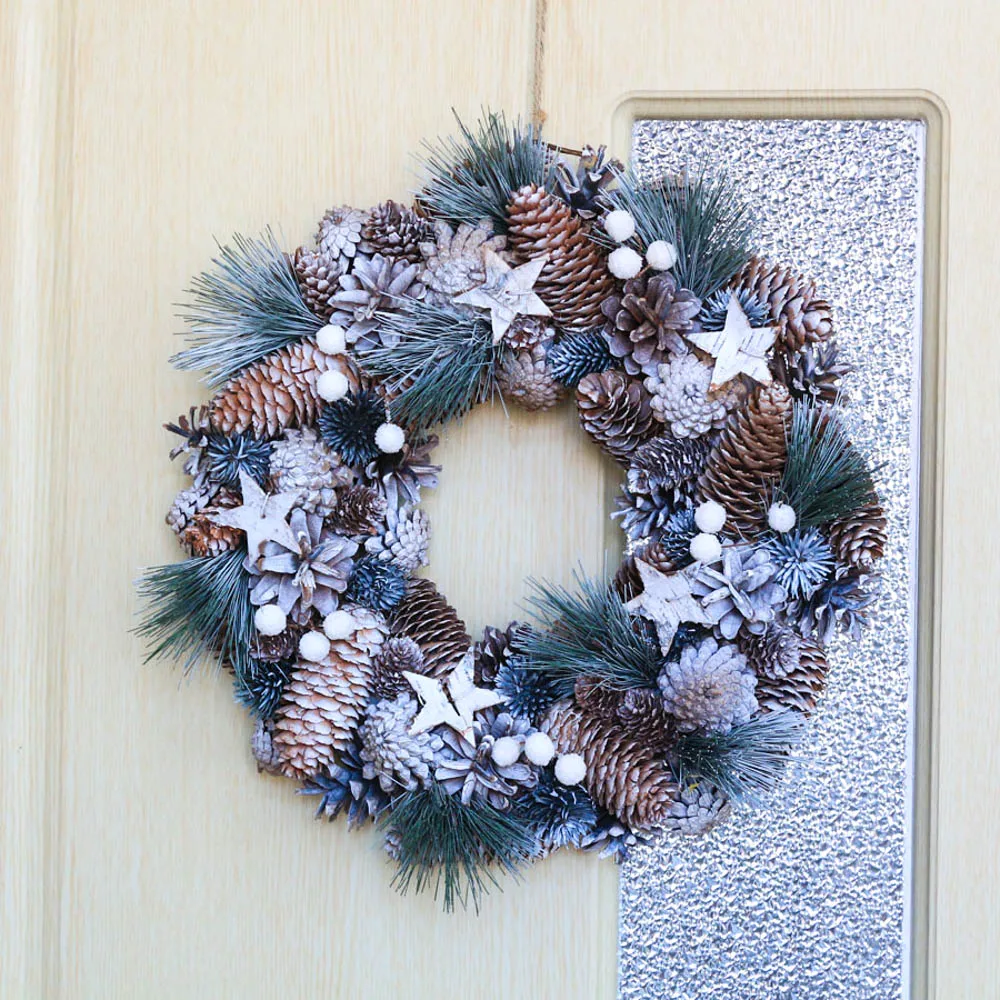 

Christmas Wreath Wall Door Hanging White Snow Wreath Garland Living Room Home Decoration Xmas Gift Happy New Year