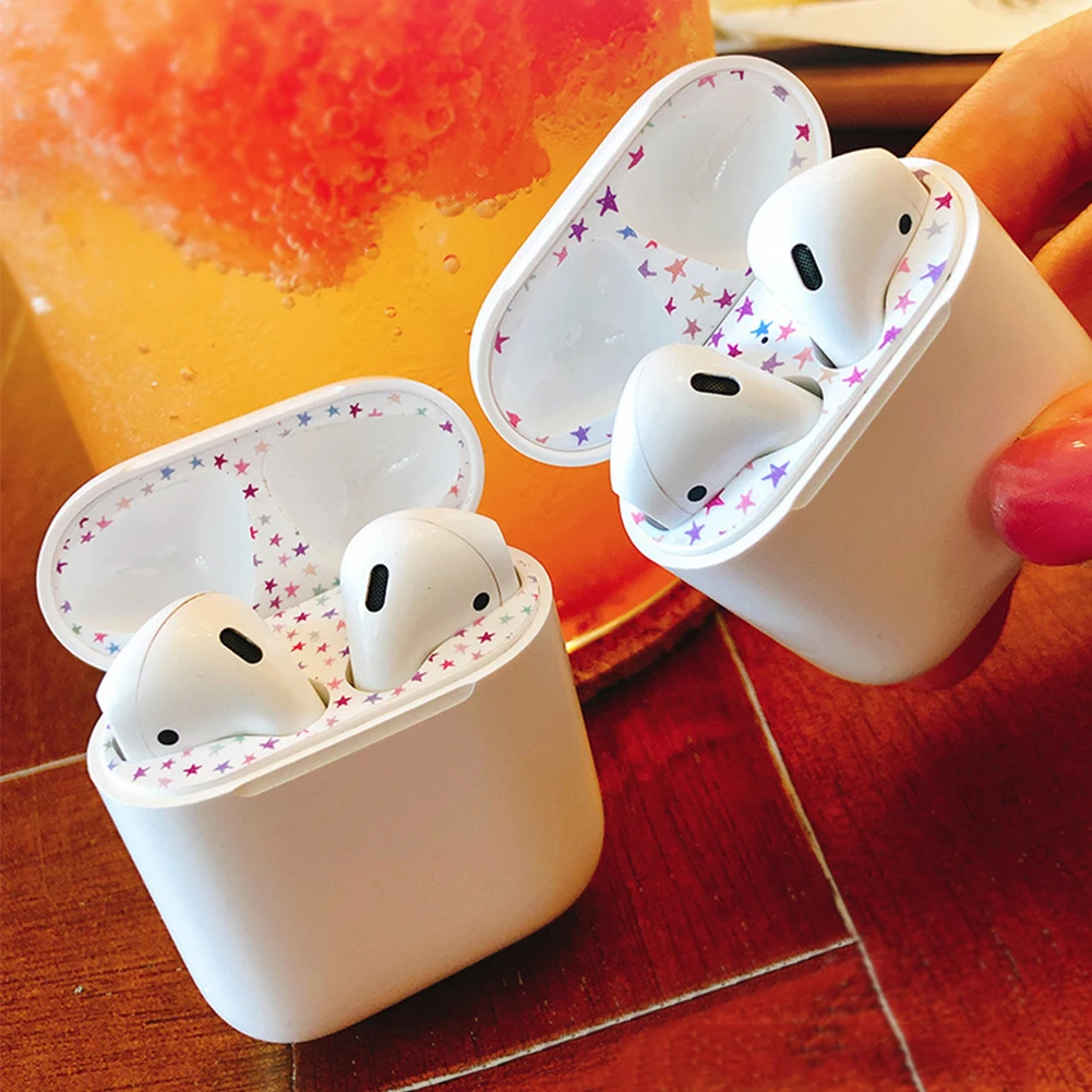 Пылезащитная наклейка чехол для Apple AirPods 1 2 гарнитура Защита кожи Airpods аксессуары