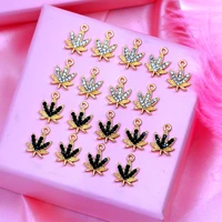 10pcs 1511mm alloy rhinestone mini maple leaf charms gold color metal leaves jewelry charm for diy handmade earring accessories
