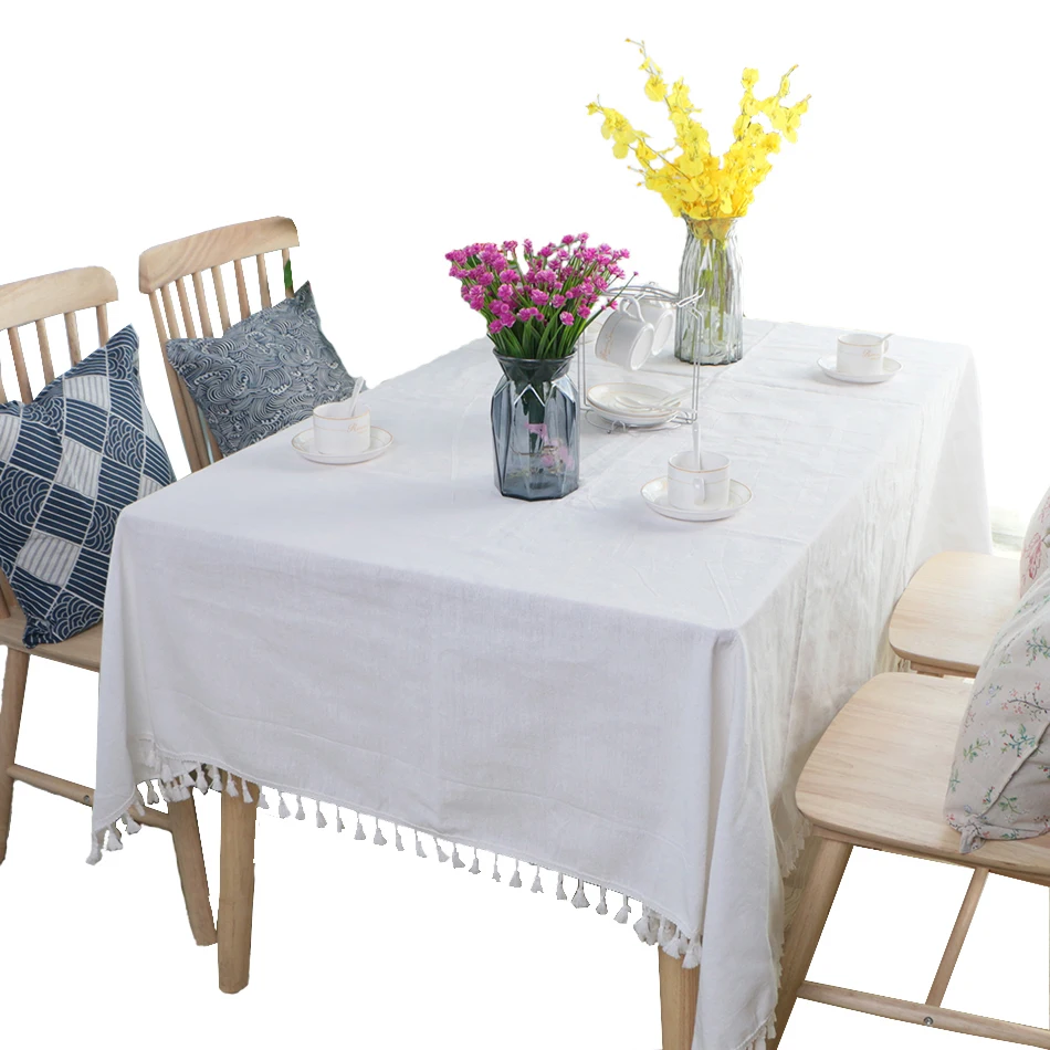

Linen Blended Tablecloth Solid Color Table Cloth Cover For Kitchen Dining Room Party Home Tabletop Decoration