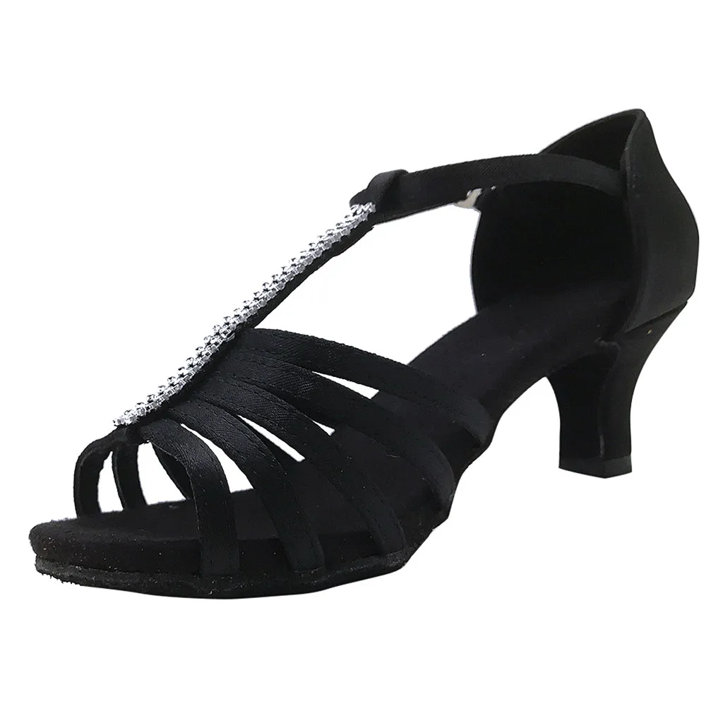 SAGACE женская обувь для девочек Стразы латинских танцев до середины голени на