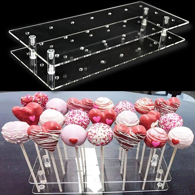 

21Holes Acrylic Pop Holder Transparent Lollipop Display Detachable Cake Stand Holder for Wedding Party Christmas Candy Decor