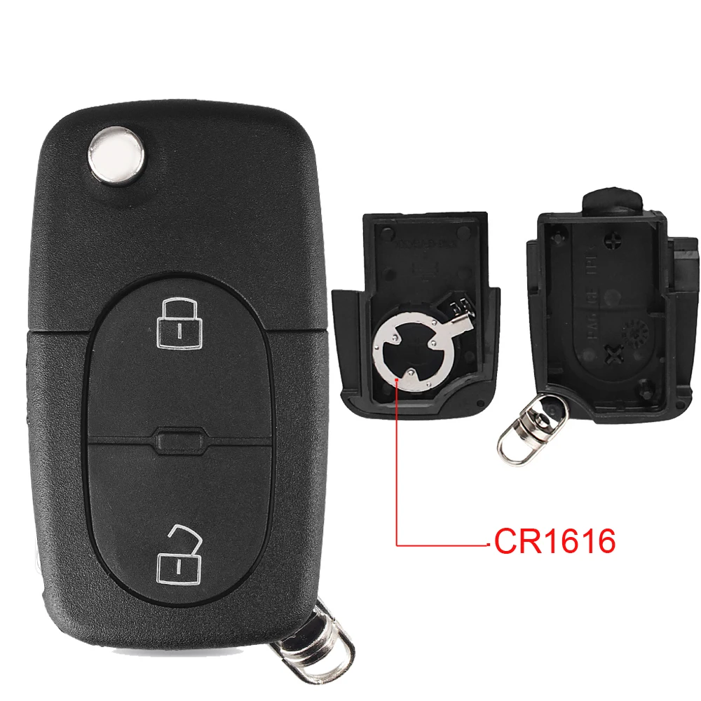 2 Buttons CR1620 Dandkey флип 2 3 кнопки складной пульт дистанционного ключа оболочки чехол Брелок для Audi TT A2 A3 A4 A6 A8 Quattr HU66 лезвие CR1620 CR2032 держатель - Цвет: 2 Buttons CR1620