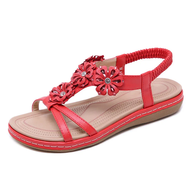 

Women Sandals Summer Beach Shoes Summer Sandalias 2021 Wedge PU Flat Breathable Sandals For Ladies Soft Sandal Shoes