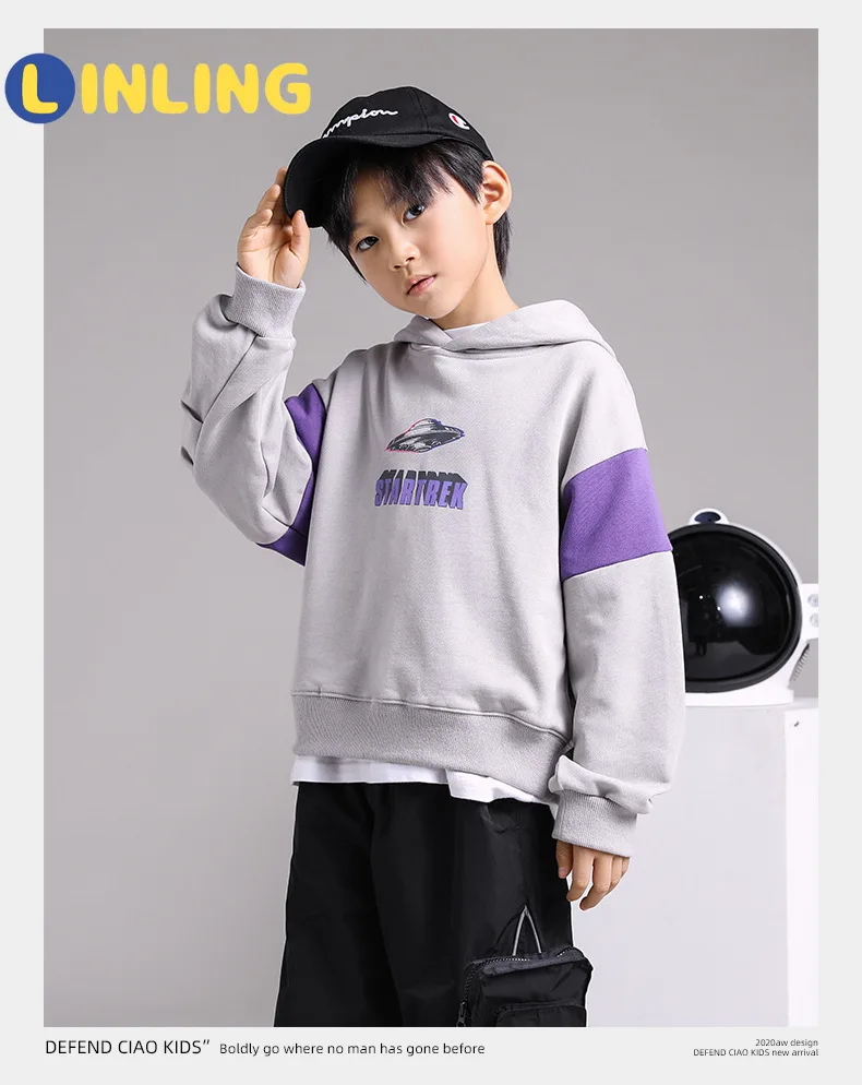 

LINLING Fashion Cotton Letter Boys Sweatshirt Kids Hoodies Autumn Clothes Long Sleeve Cartoon Top Tees Children Clothing V254