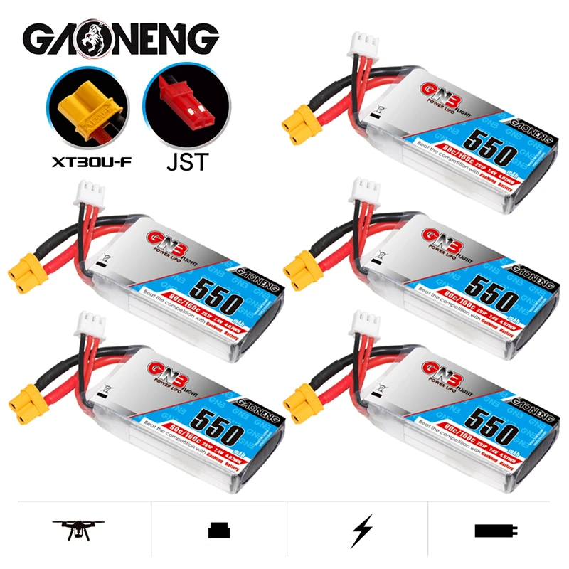 

2/4/6/8/10PCS GNB RC Emax babyhawk Micro Mini Quadcopter FPV Racing Drone 550mAh 2S 7.4V 80C/160C HV Lipo battery XT30U-F Plug
