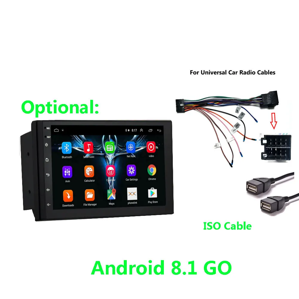 7inch with iso Автомобильные аксессуары Android 8,1 2 Din Автомобильный Радио Мультимедиа Видео плеер Универсальный Авто Стерео gps карта для Volkswagen Nissan hyundai - Цвет: 7inch with iso