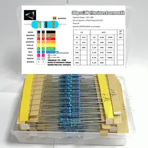 300 шт.лот 30 значений 14 Вт 0,25 Вт 1% Металлические пленочные резисторы, набор в ассортименте, набор резисторов, ассортимент, набор фиксированных резисторов