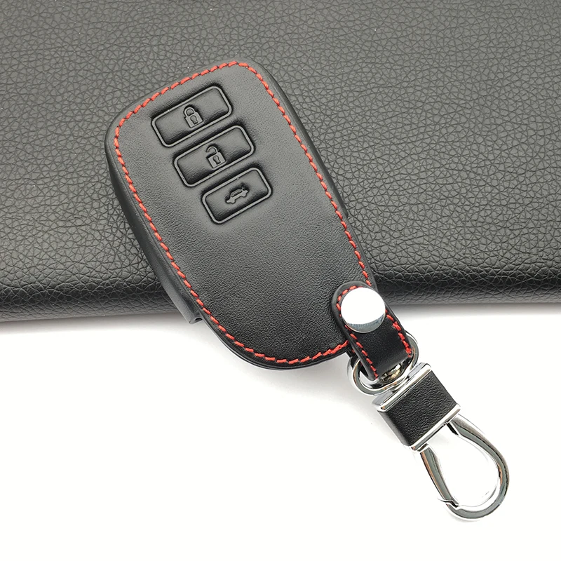 

2017 Classic Design Top Layer Genuine Leather Car key Cover Skin Case Fit for Toyota 3 Buttons Remote Control Protect Shell