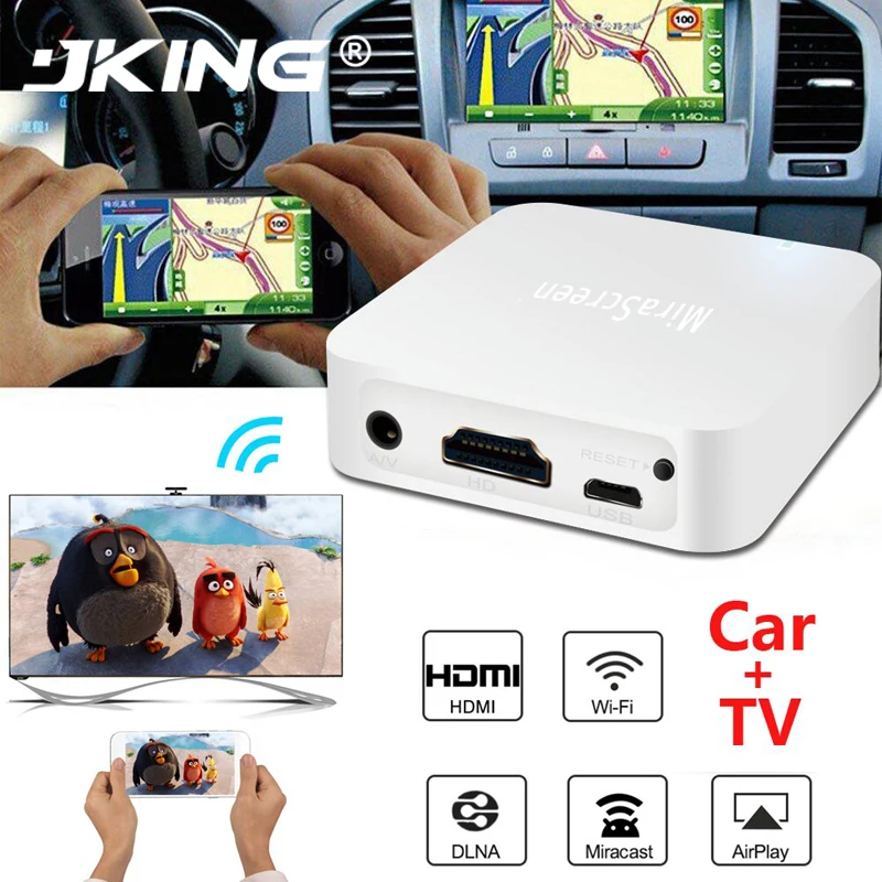 

JKING MiraScreen TV Stick HDMI car anycast Miracast DLNA Airplay WiFi Display Receiver Dongle Support Windows Andriod TVSX7