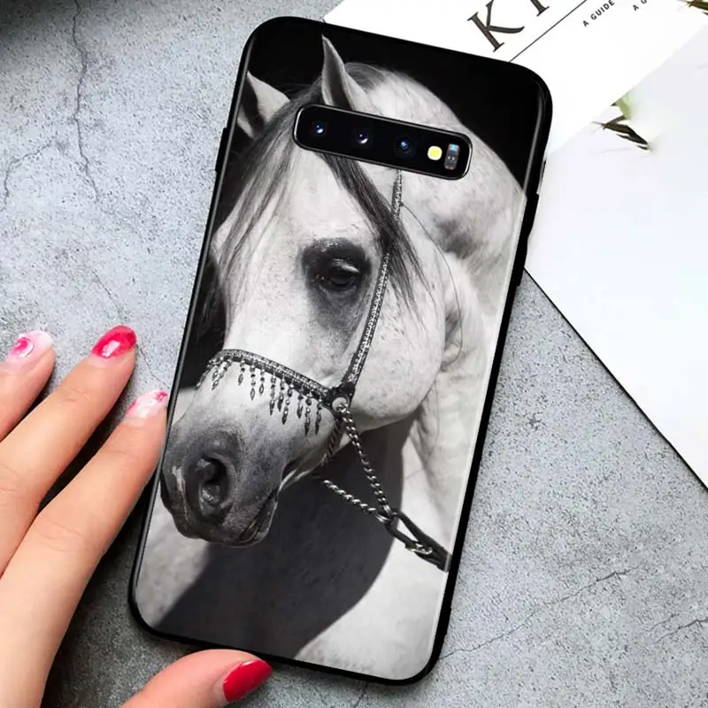 

Horse animal running for Samsung Galaxy S21 Ultra Plus Note 20 10 9 8 S10 S9 S8 S7 S6 Edge Plus Black Phone Case