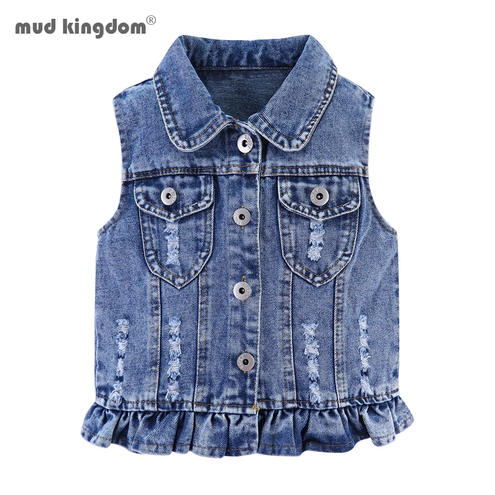 Джинсовый жилет для девочек с аппликацией лебедя | Мать и ребенок