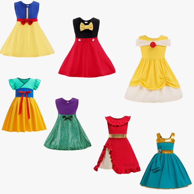 Платье Белоснежки для девочек платье принцессы делле Моана Мериды на день